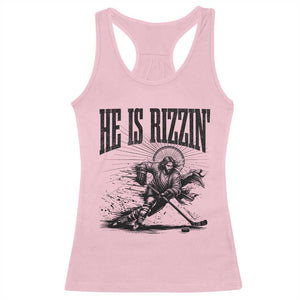 Funny Jesus Hockey Racerback Tank Top He Is Rizzin' TS14 Light Pink Print Your Wear