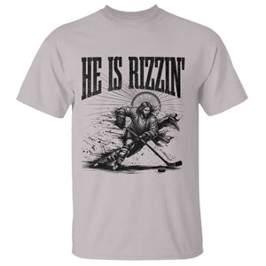 Funny Jesus Hockey T Shirt He Is Rizzin' TS14 Ice Gray Print Your Wear