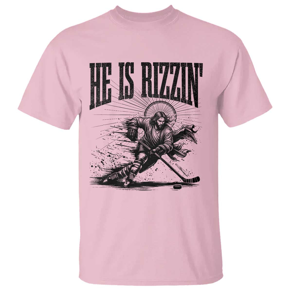 Funny Jesus Hockey T Shirt He Is Rizzin' TS14 Light Pink Print Your Wear