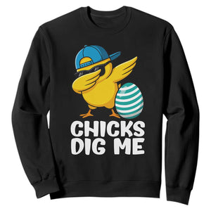Easter Chicks Dig Me Sweatshirt Cute Chicken Dabbing Egg Hunt Toddler TS14 Black Print Your Wear