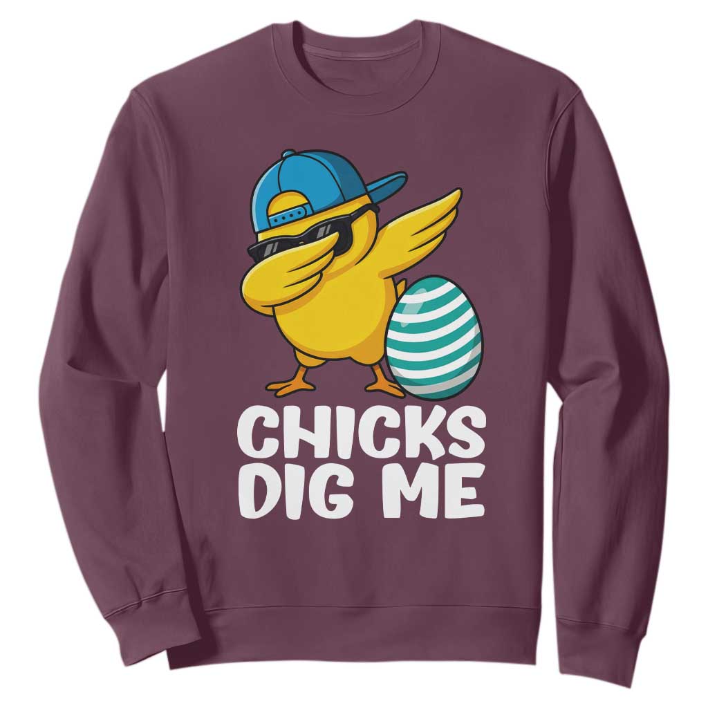 Easter Chicks Dig Me Sweatshirt Cute Chicken Dabbing Egg Hunt Toddler TS14 Maroon Print Your Wear