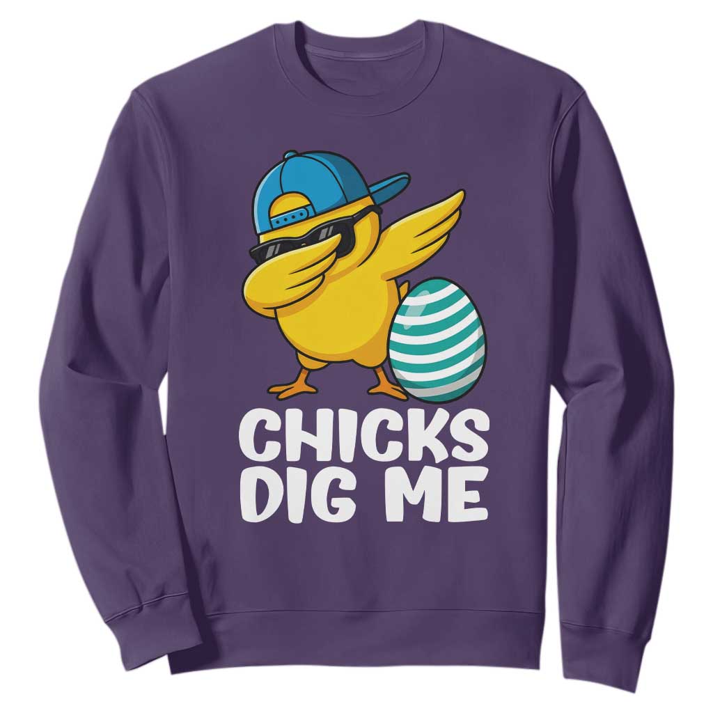 Easter Chicks Dig Me Sweatshirt Cute Chicken Dabbing Egg Hunt Toddler TS14 Purple Print Your Wear