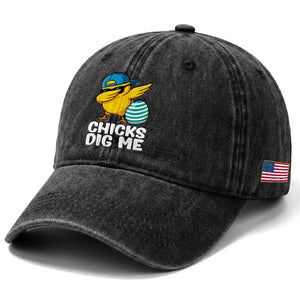 Easter Chicks Dig Me Washed Cotton Baseball Cap Cute Chicken Dabbing Egg Hunt Toddler TS14 Print Your Wear