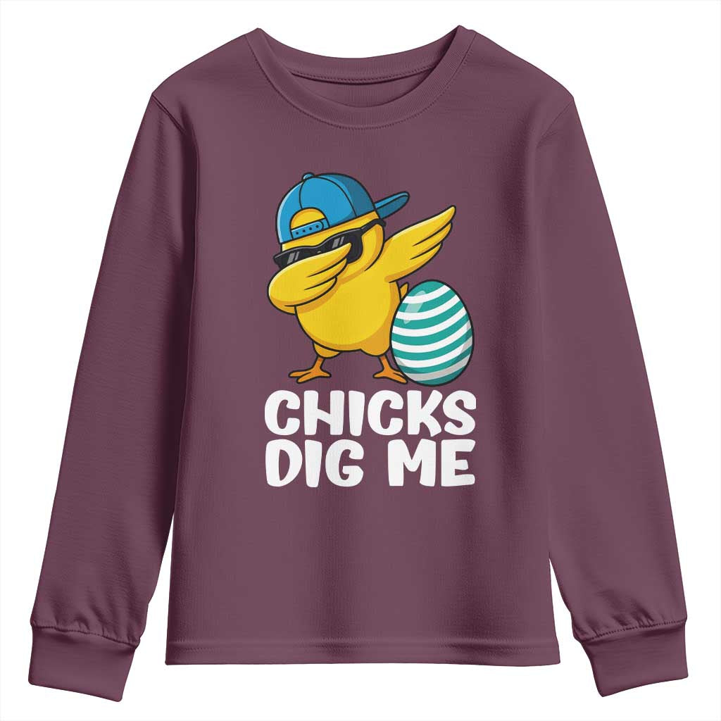 Easter Chicks Dig Me Youth Sweatshirt Cute Chicken Dabbing Egg Hunt Toddler TS14 Maroon Print Your Wear