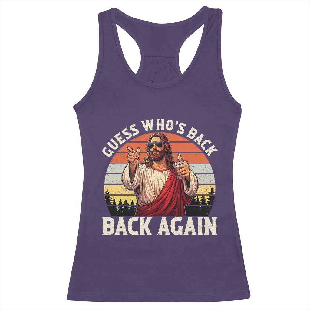 Funny Jesus Easter Racerback Tank Top Guess Who's Back? Back Again Easter TS14 Purple Print Your Wear