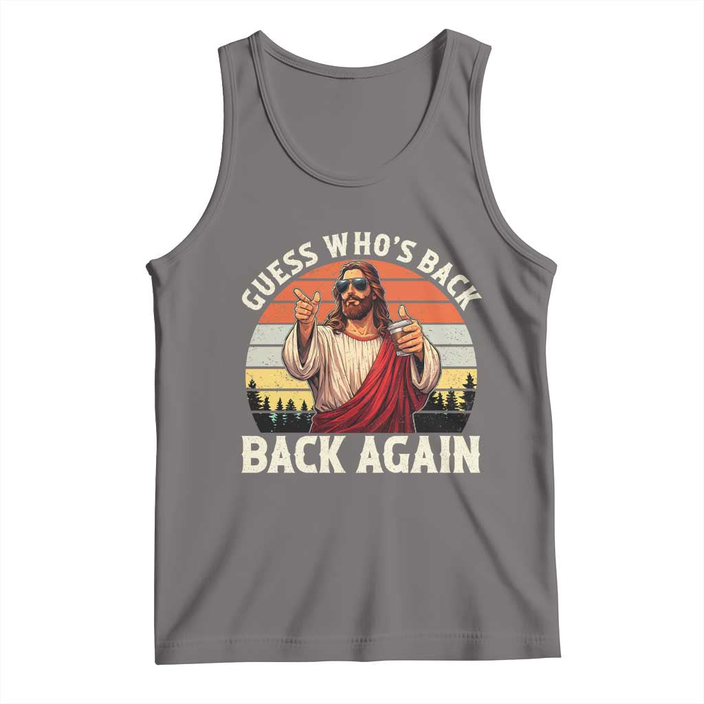 Funny Jesus Easter Tank Top Guess Who's Back? Back Again Easter TS14 Deep Heather Print Your Wear