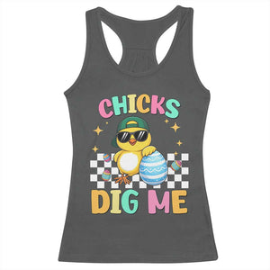 Chicks Dig Me Racerback Tank Top Funny Easter Chick TS14 Dark Heather Print Your Wear