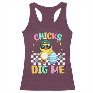Chicks Dig Me Racerback Tank Top Funny Easter Chick TS14 Maroon Print Your Wear
