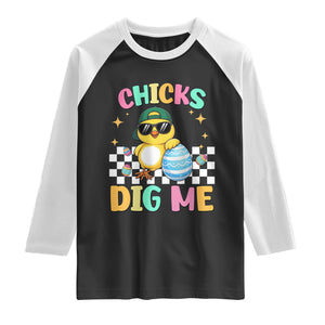 Chicks Dig Me Raglan Shirt Funny Easter Chick TS14 Black White Print Your Wear