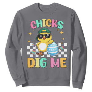 Chicks Dig Me Sweatshirt Funny Easter Chick TS14 Charcoal Print Your Wear