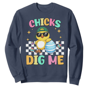 Chicks Dig Me Sweatshirt Funny Easter Chick TS14 Navy Print Your Wear