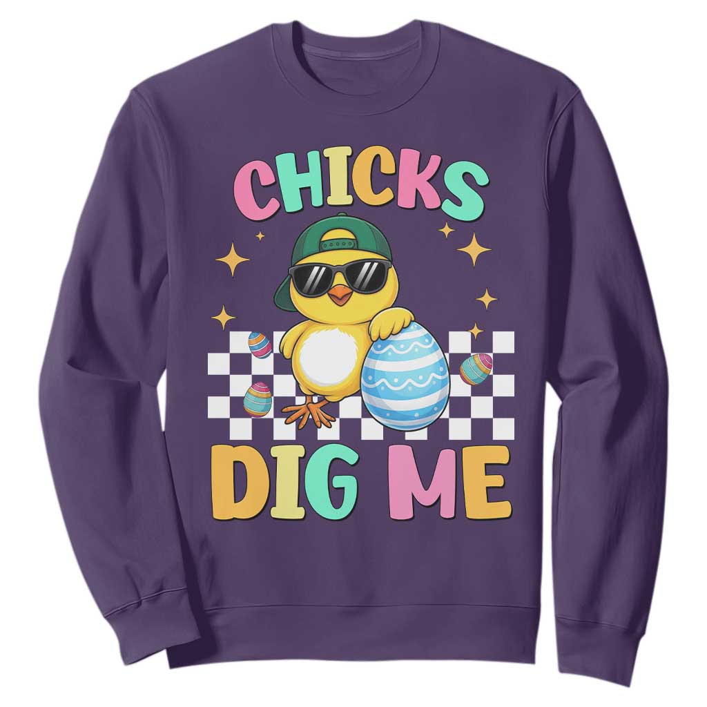 Chicks Dig Me Sweatshirt Funny Easter Chick TS14 Purple Print Your Wear