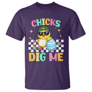 Chicks Dig Me T Shirt Funny Easter Chick TS14 Purple Print Your Wear