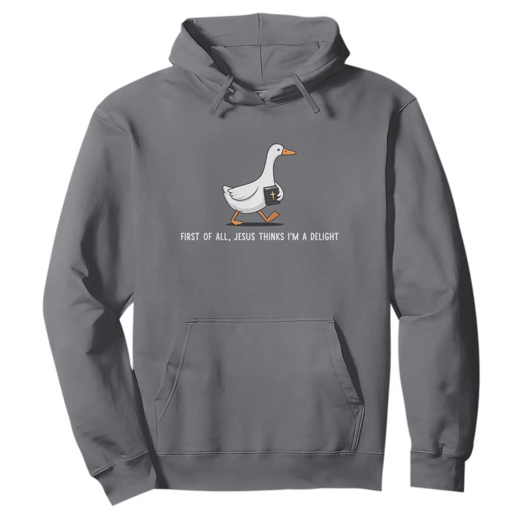 Jesus Thinks I'm A Delight Hoodie Funny Christian Goose Sarcastic TS14 Charcoal Print Your Wear
