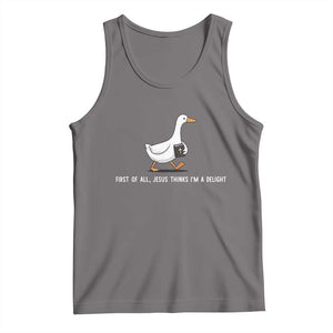 Jesus Thinks I'm A Delight Tank Top Funny Christian Goose Sarcastic TS14 Deep Heather Print Your Wear