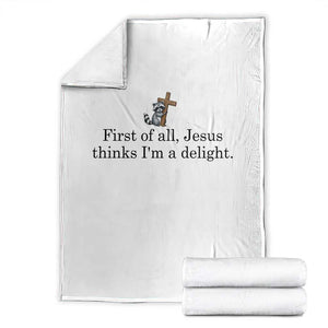 Funny Christian Raccoon Throw Blanket Sarcastic Jesus Thinks I'm A Delight TS14 White Print Your Wear