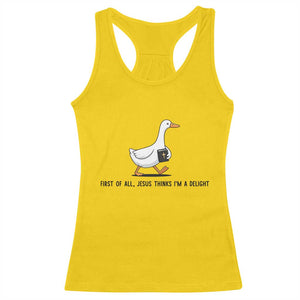 Funny Christian Goose Racerback Tank Top Jesus Thinks I'm A Delight TS14 Daisy Print Your Wear