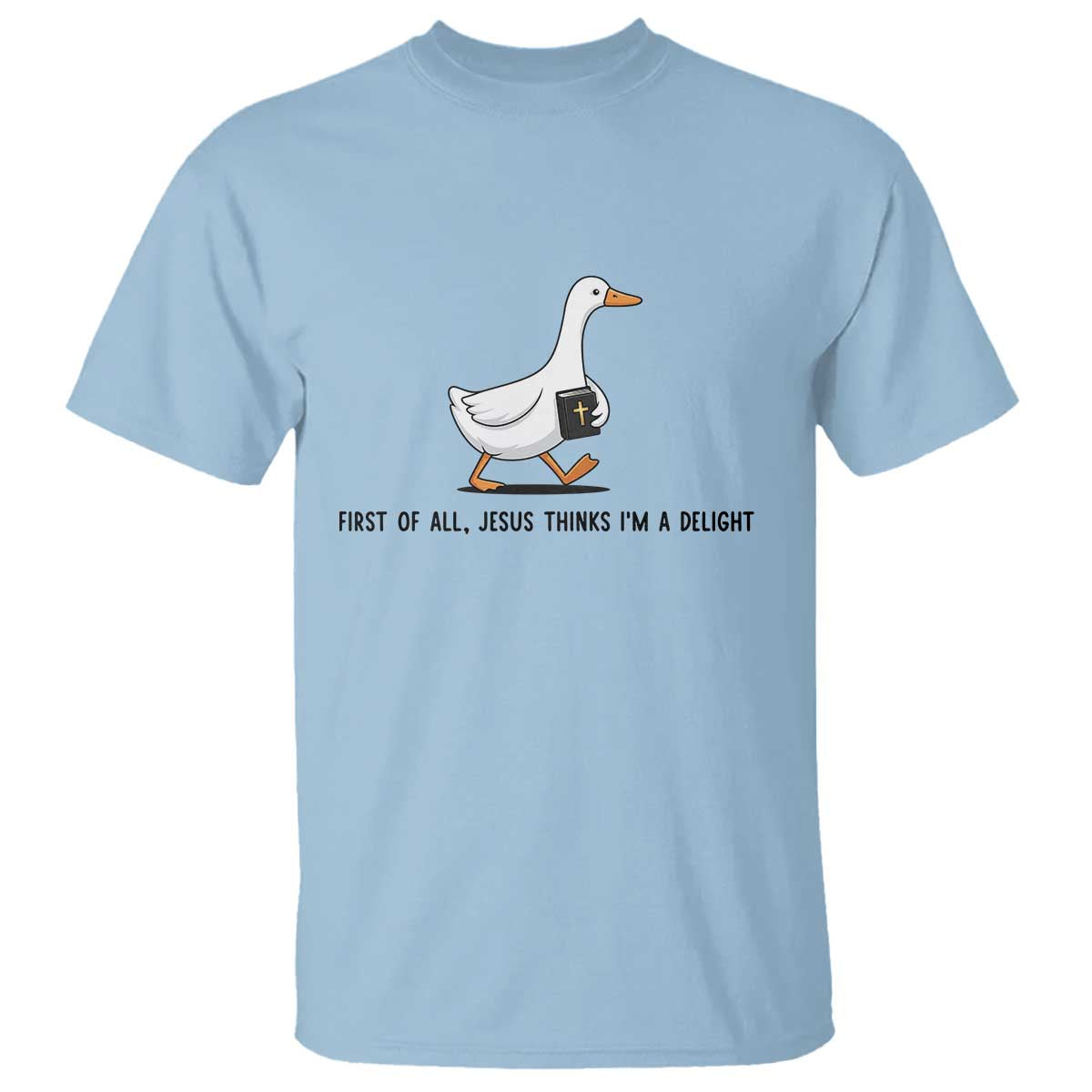 Funny Christian Goose T Shirt Jesus Thinks I'm A Delight TS14 Light Blue Print Your Wear