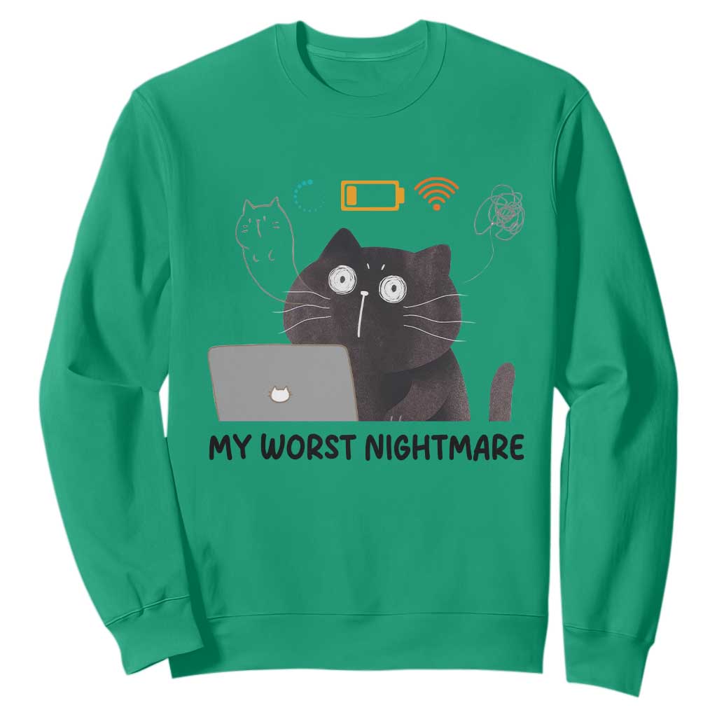 My Worst Nightmare Sweatshirt Funny Cat Gaming Wifi Loading Hurmor TS14 Irish Green Print Your Wear