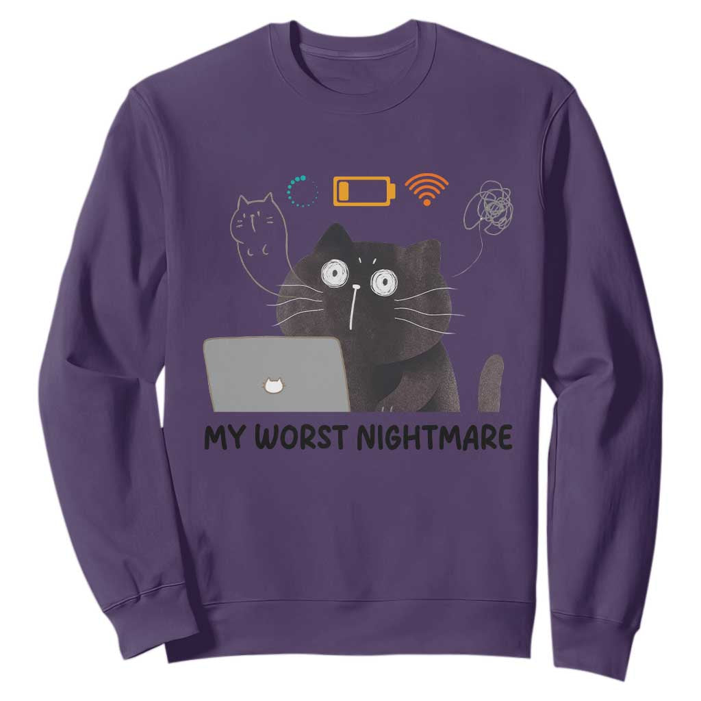 My Worst Nightmare Sweatshirt Funny Cat Gaming Wifi Loading Hurmor TS14 Purple Print Your Wear