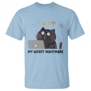 My Worst Nightmare T Shirt Funny Cat Gaming Wifi Loading Hurmor TS14 Light Blue Print Your Wear