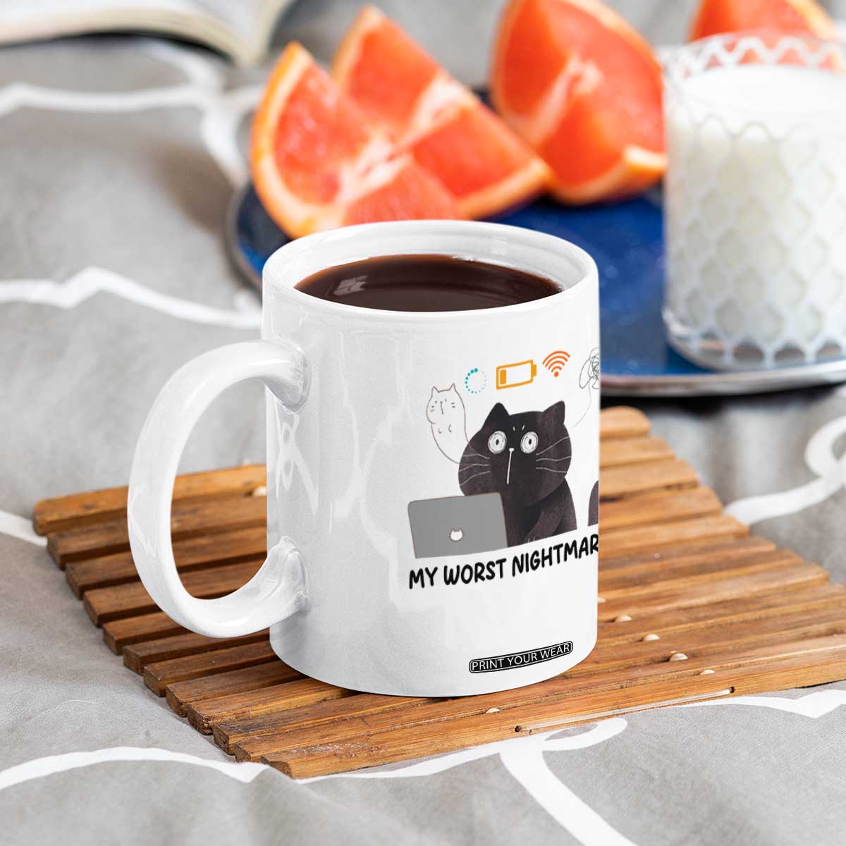 My Worst Nightmare Coffee Mug Funny Cat Gaming Wifi Loading Hurmor TS14 Print Your Wear