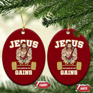 Funny Jesus Gym Ceramic Ornament Hallowed Be Thy Gains TS14 Print Your Wear