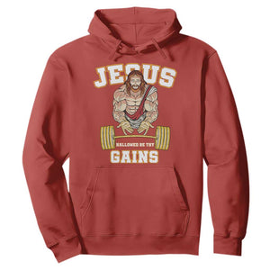 Funny Jesus Gym Hoodie Hallowed Be Thy Gains TS14 Red Print Your Wear