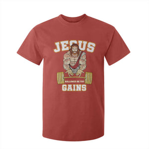 Funny Jesus Gym T Shirt For Kid Hallowed Be Thy Gains TS14 Red Print Your Wear