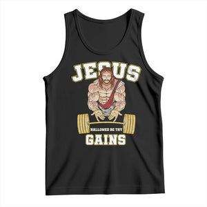 Funny Jesus Gym Tank Top Hallowed Be Thy Gains TS14 Black Print Your Wear