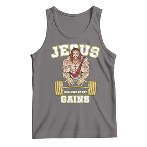Funny Jesus Gym Tank Top Hallowed Be Thy Gains TS14 Deep Heather Print Your Wear