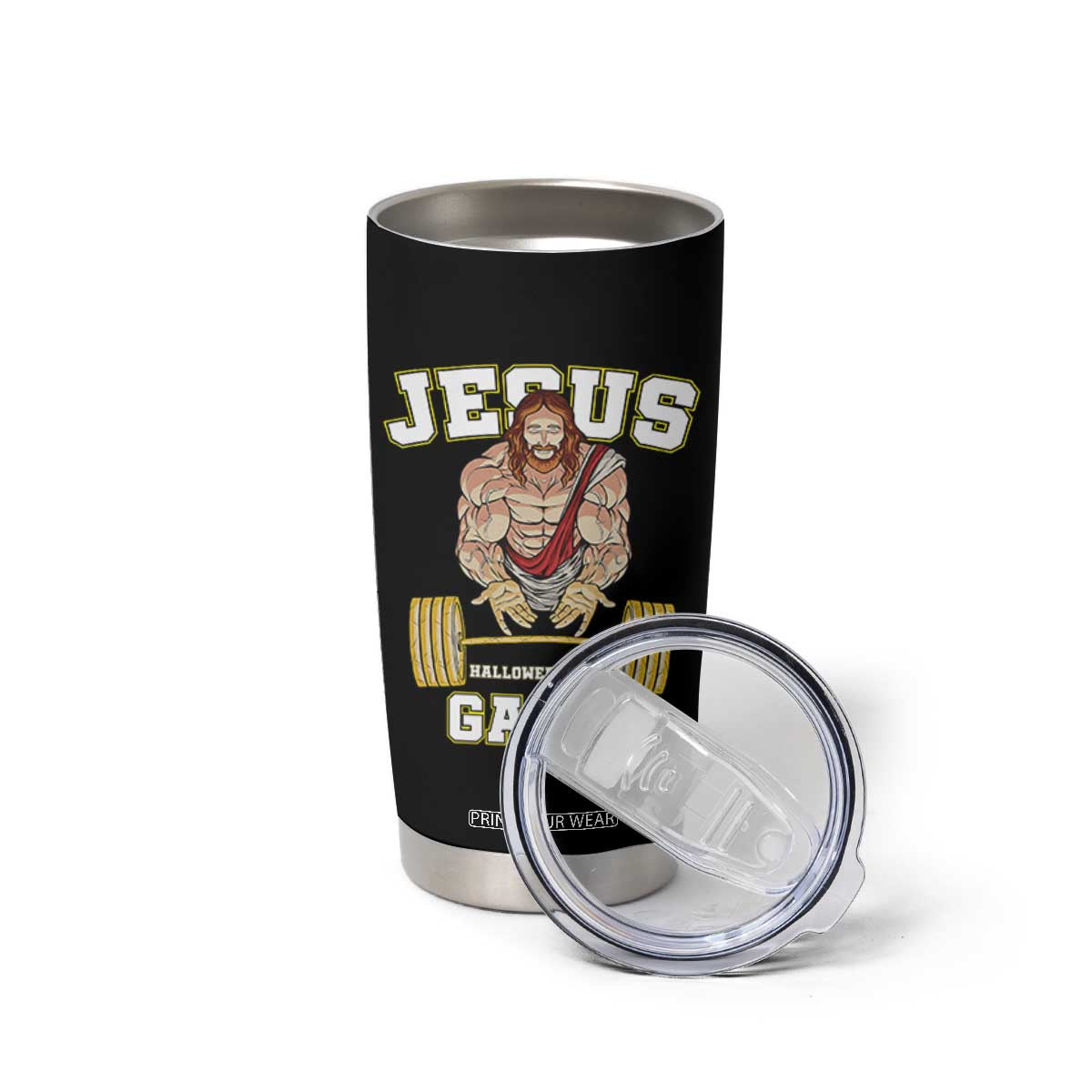 Funny Jesus Gym Tumbler Cup Hallowed Be Thy Gains TS14 Print Your Wear