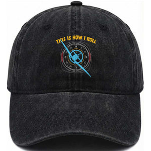 Funny Pilot Aviation Airplane Washed Cotton Baseball Cap This Is How We Roll TS14 Washed Cap Universal Fit Black Print Your Wear