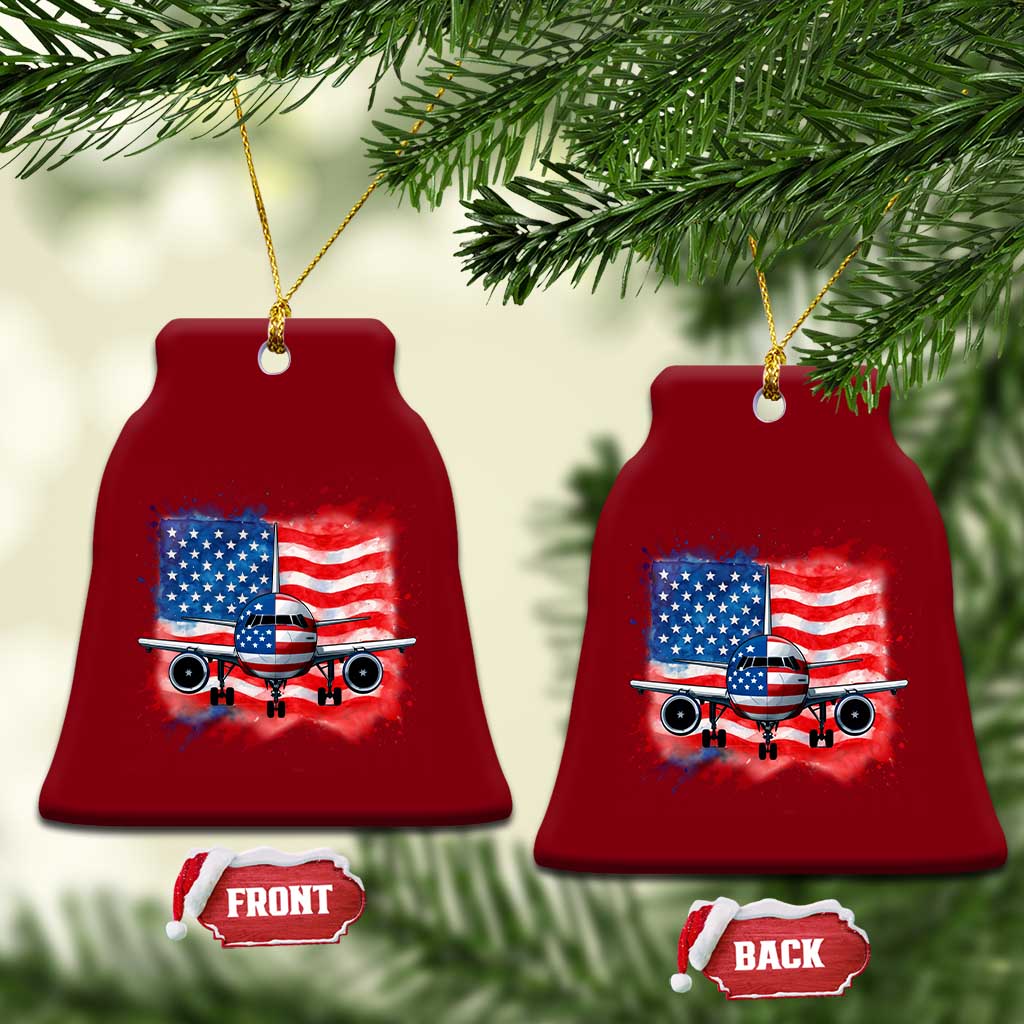 Pilot Airplane Patriotic American Flag Plane Aviation Ceramic Ornament TS14 Print Your Wear
