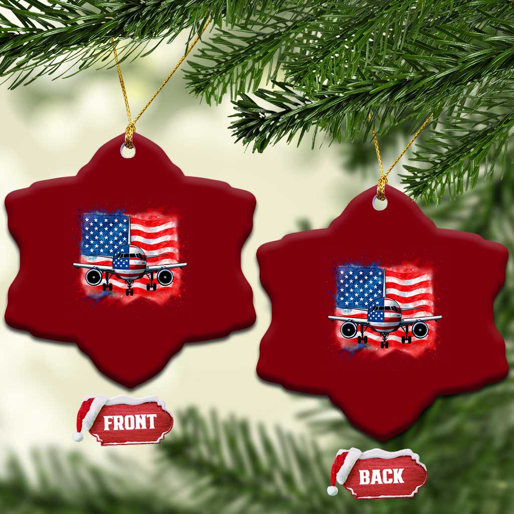 Pilot Airplane Patriotic American Flag Plane Aviation Ceramic Ornament TS14 Print Your Wear