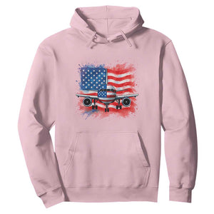 Pilot Airplane Patriotic American Flag Plane Aviation Hoodie TS14 Light Pink Print Your Wear