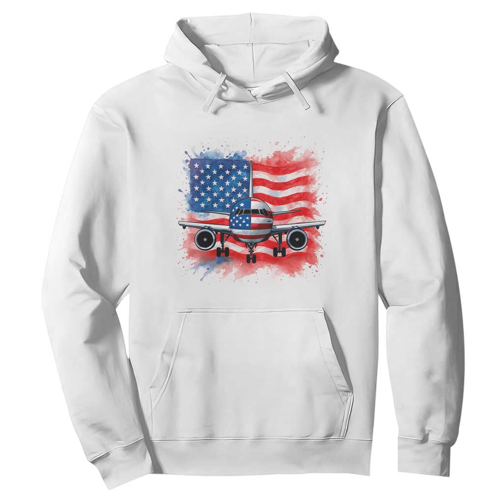 Pilot Airplane Patriotic American Flag Plane Aviation Hoodie TS14 White Print Your Wear