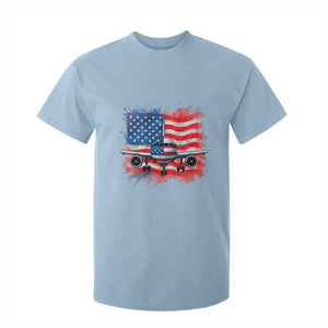Pilot Airplane Patriotic American Flag Plane Aviation T Shirt For Kid TS14 Light Blue Print Your Wear