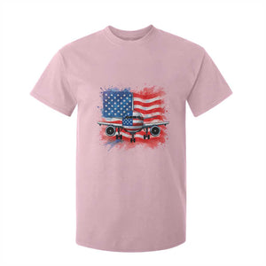 Pilot Airplane Patriotic American Flag Plane Aviation T Shirt For Kid TS14 Light Pink Print Your Wear