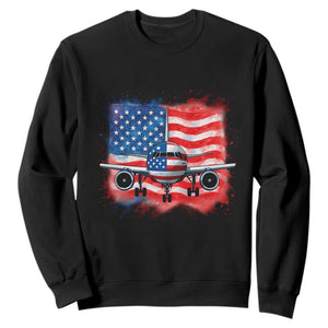 Pilot Airplane Patriotic American Flag Plane Aviation Sweatshirt TS14 Black Print Your Wear