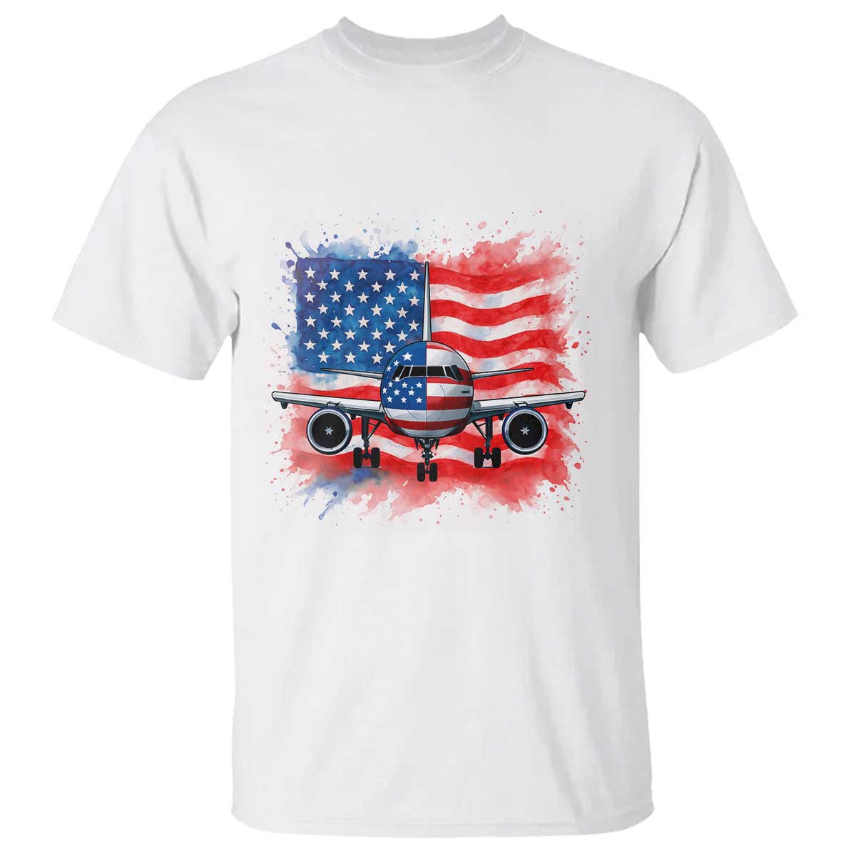 Pilot Airplane Patriotic American Flag Plane Aviation T Shirt TS14 White Print Your Wear