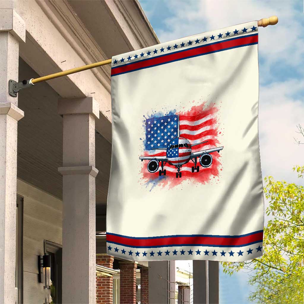 Pilot Airplane Patriotic American Flag Plane Aviation Garden Flag TS14 Modern Beige Red Print Your Wear
