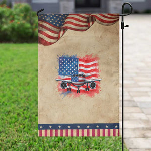 Pilot Airplane Patriotic American Flag Plane Aviation Garden Flag TS14 Vintage Rustic Tan Navy Print Your Wear