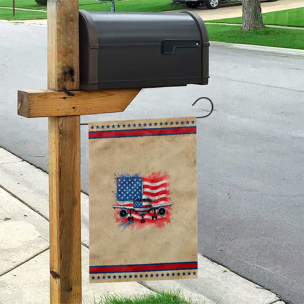 Pilot Airplane Patriotic American Flag Plane Aviation Garden Flag TS14 Vintage Rustic Tan Red Print Your Wear