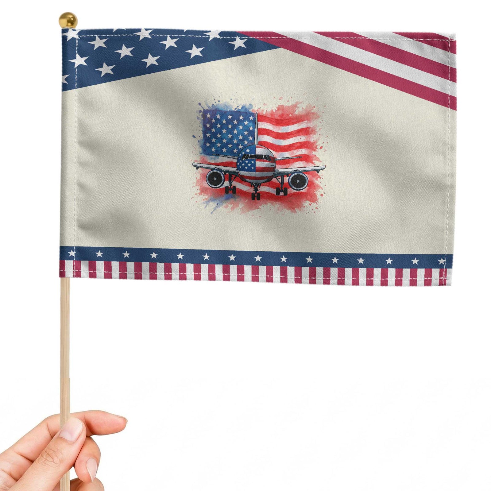 Pilot Airplane American Flag Plane Aviation Patriotic Handheld Flag TS14 Modern 8.2