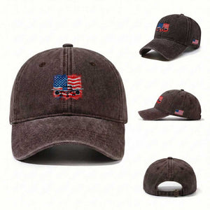 Pilot Airplane Patriotic American Flag Plane Aviation Washed Cotton Baseball Cap TS14 Washed Cap Universal Fit Dark Brown Print Your Wear