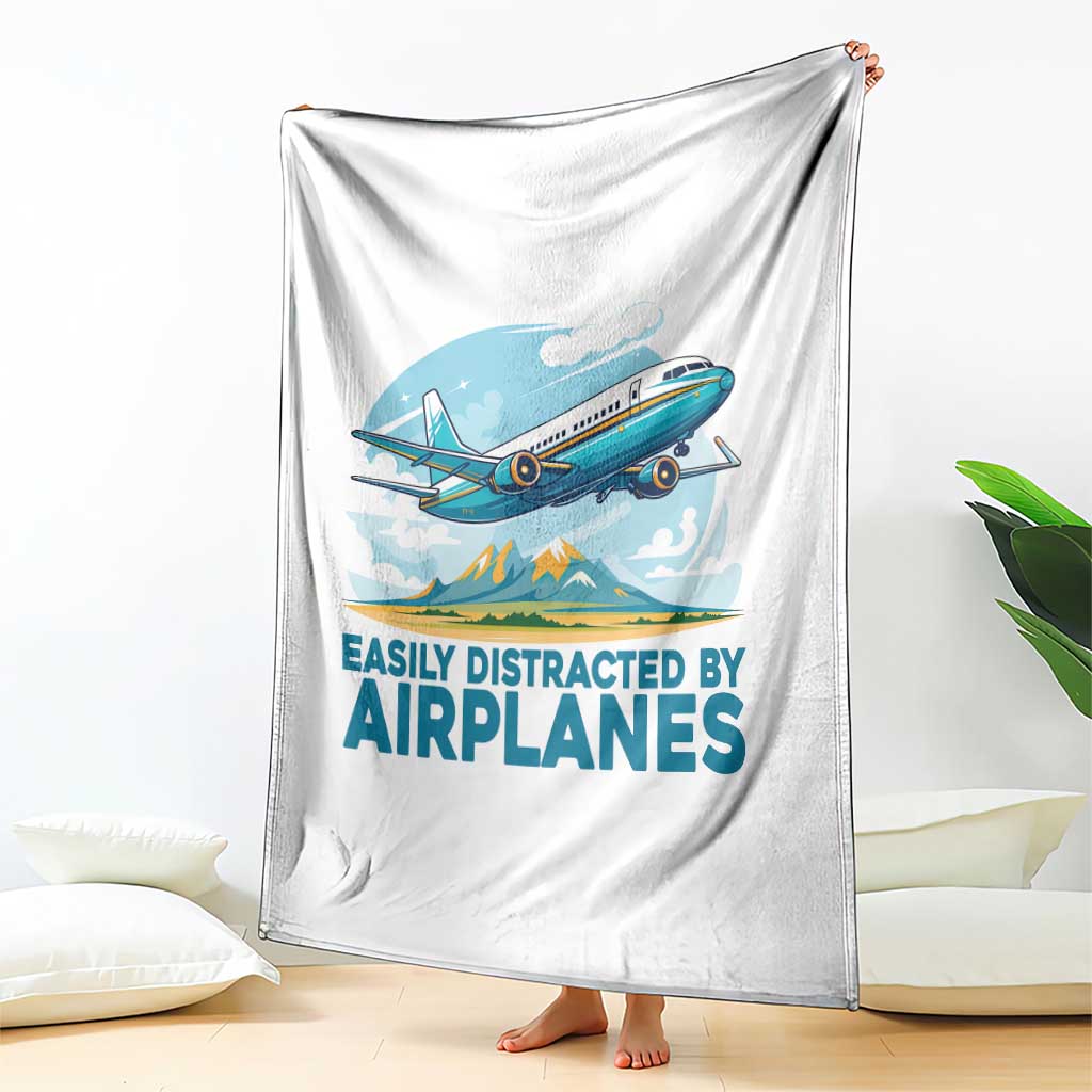 Funny Pilot Aviation Throw Blanket Easily Distracted By Airplanes Lover TS14 Print Your Wear