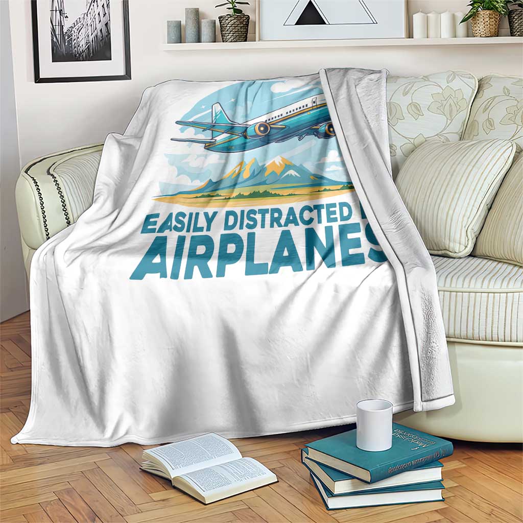 Funny Pilot Aviation Throw Blanket Easily Distracted By Airplanes Lover TS14 Print Your Wear