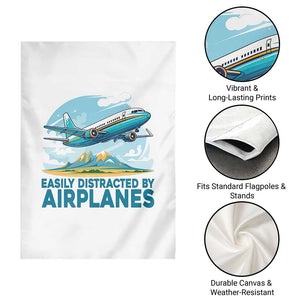 Funny Pilot Aviation Garden Flag Easily Distracted By Airplanes Lover TS14 Print Your Wear