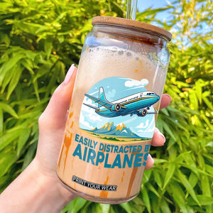 Funny Pilot Aviation Glass Can Easily Distracted By Airplanes Lover TS14 White Print Your Wear